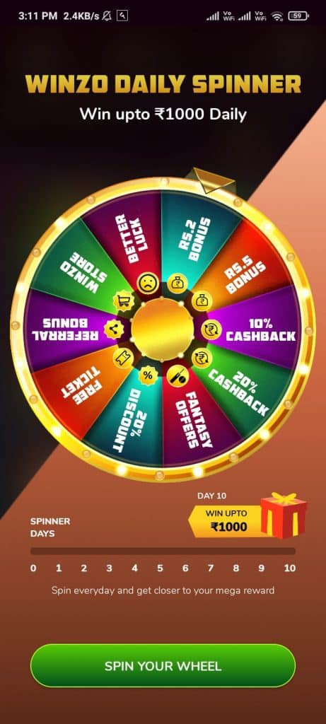 Winzo Spin Win - Spin Karke Paise Kamane Wala Game
