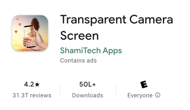 Transparent Camera Screen – लड़की के कपड़े उतारने वाला ऐप